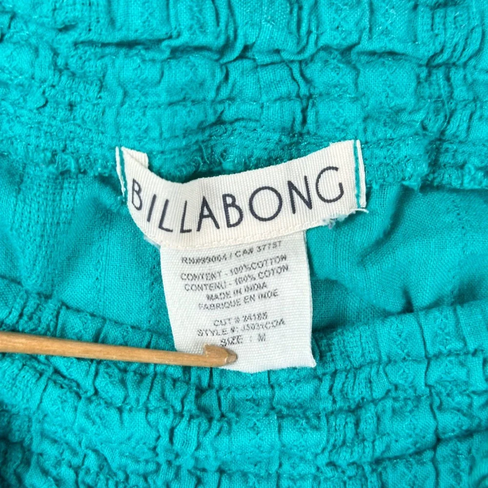 Billabong Pants Womens M Relaxed Size M Teal Beach Boho Summer Textured Cotton
